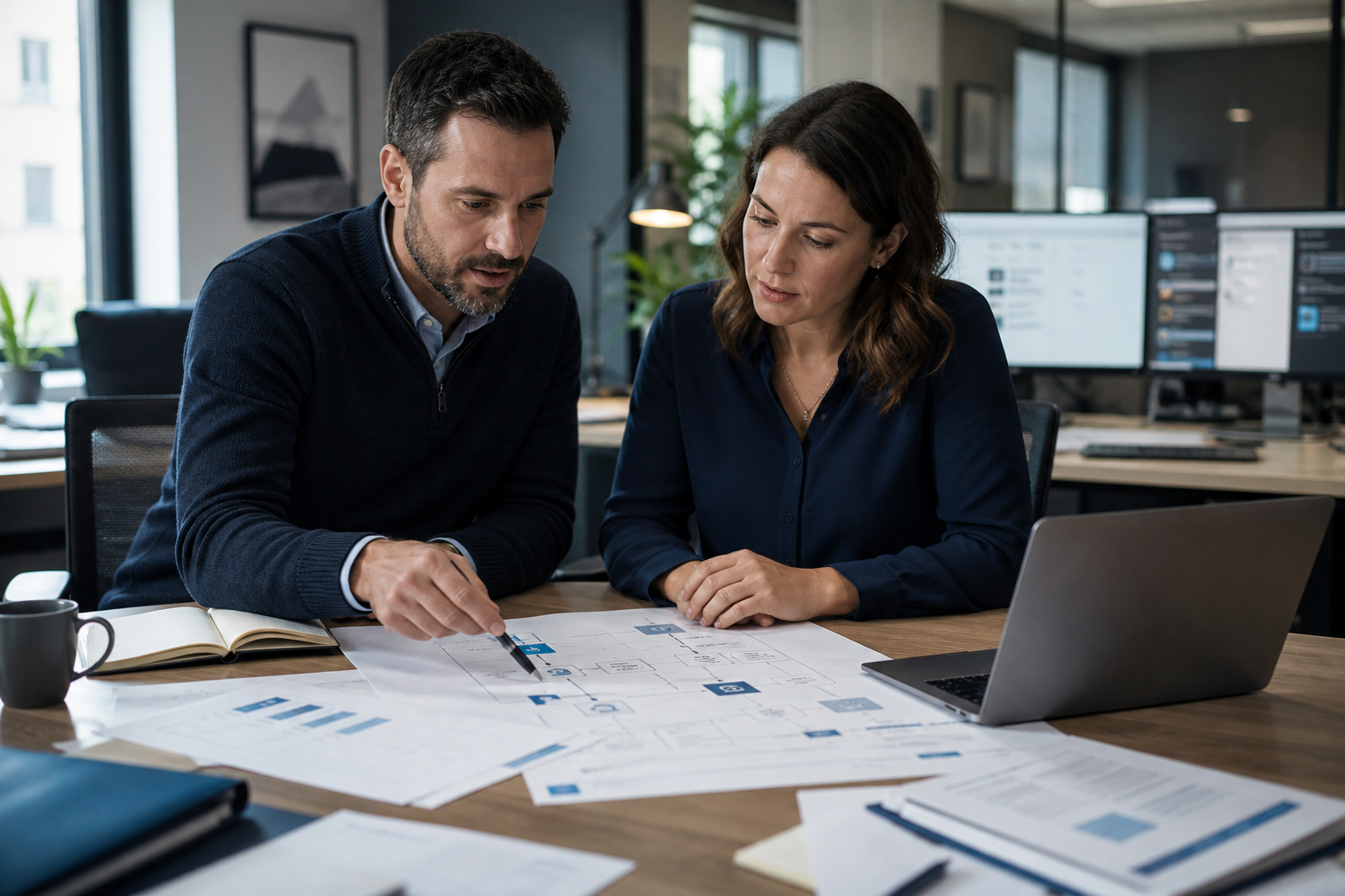 Operations team reviewing a connected workflow across email, forms, and a business system