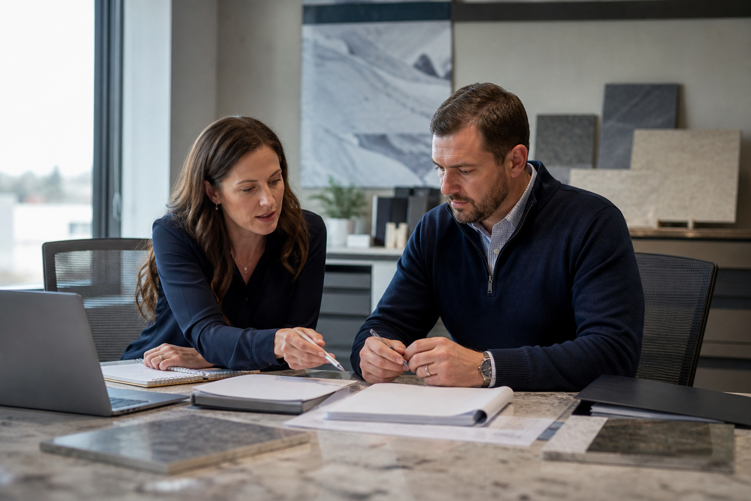 Sales and estimating team coordinating a new lead through a quote process