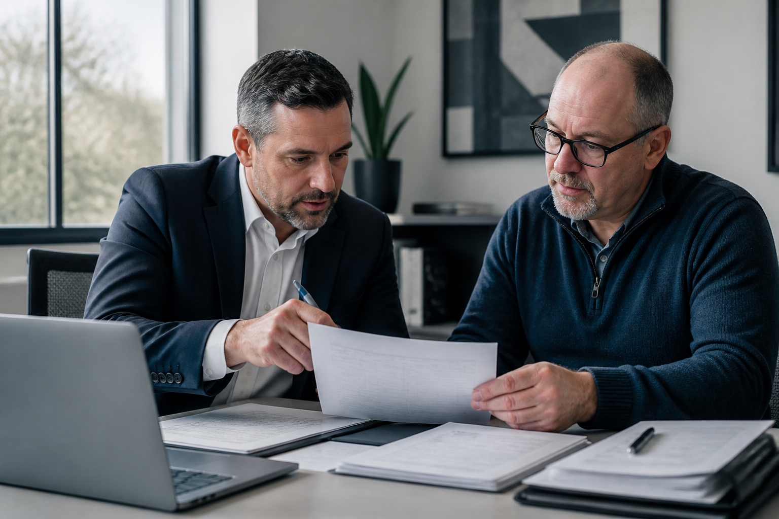 Sales lead and technical estimator reviewing a quote before sending it
